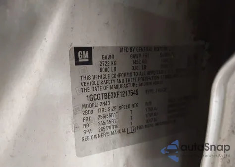 2015 Chevrolet Colorado Lt z USA, uszkodzony, nr VIN 1GCGTBE3XF1217546